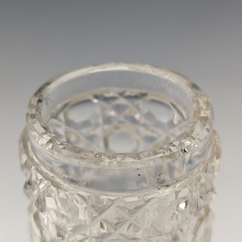 19世紀後半 英国アンティーク カットガラスジャー シルバープレート蓋