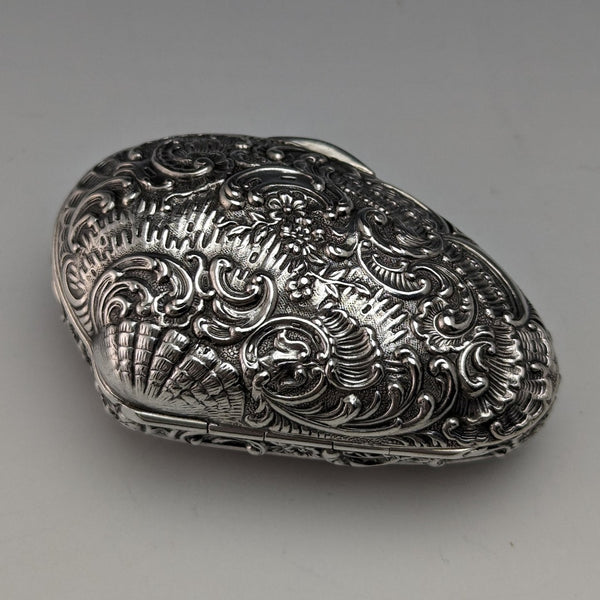 Early 20th Century Antique 830 Silver Finely Engraved Shell Box 21g
