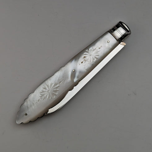 1893 年英國古董白色珍珠柄純銀刀片小刀,裝在 Arthur Worral Staniforth 盒中