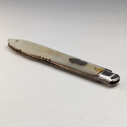 1890 年英國古董白色珍珠柄純銀刀片小刀,裝在 Thomas Marples 盒中