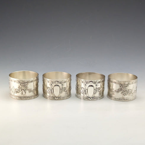 フレンチアンティーク シルバープレート製 ナプキンリング 4個セット SFAM