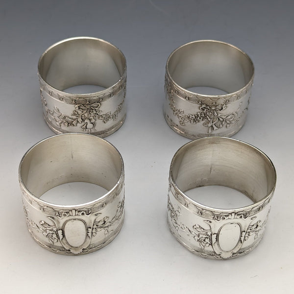 法國古董鍍銀餐巾環 4 件套 SFAM