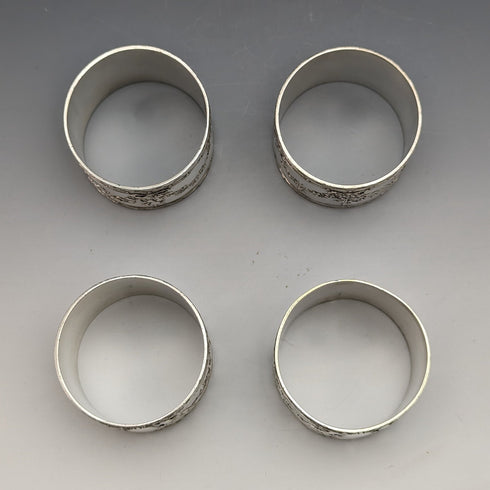 フレンチアンティーク シルバープレート製 ナプキンリング 4個セット SFAM