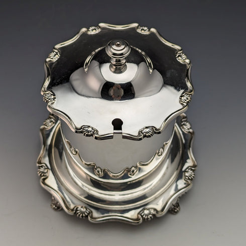 1910年 英国アンティーク シルバープレート製 ジャムバレル Atkin Brothers