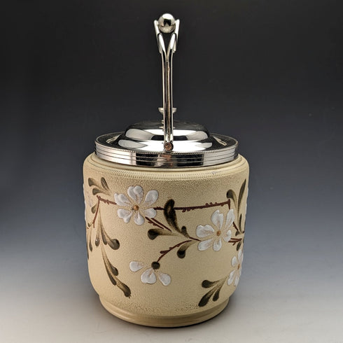 英国アンティーク 陶器&シルバープレート ビスケットバレル TAYLOR TUNNICLIFFE