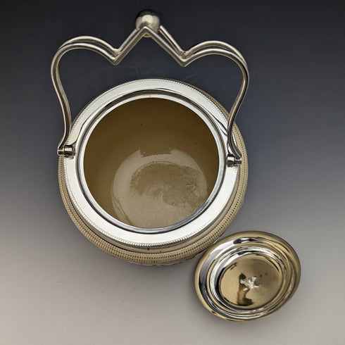 英国アンティーク 陶器&シルバープレート ビスケットバレル TAYLOR TUNNICLIFFE