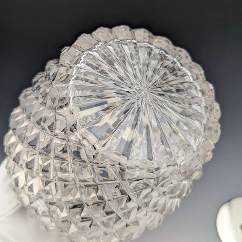 1912年 英国アンティーク カットガラス ビスケットバレル 純銀蓋 Goldsmiths & Silversmiths