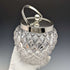 1912年 英国アンティーク カットガラス ビスケットバレル 純銀蓋 Goldsmiths & Silversmiths