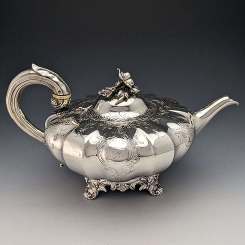 1847 年英國古董純銀瓜形茶壺 696 克 Charles&George