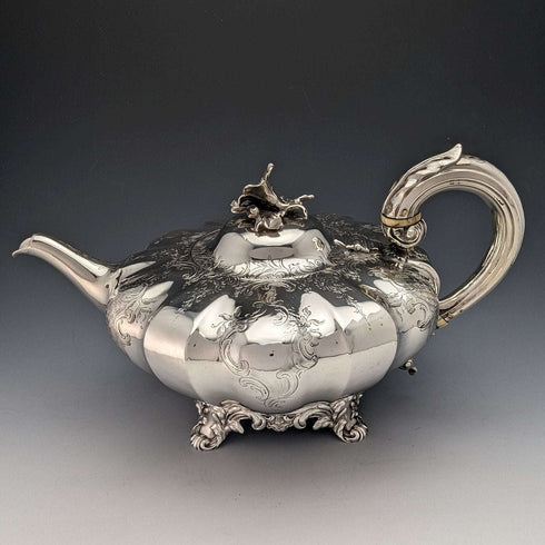 1847 年英國古董純銀瓜形茶壺 696 克 Charles&George