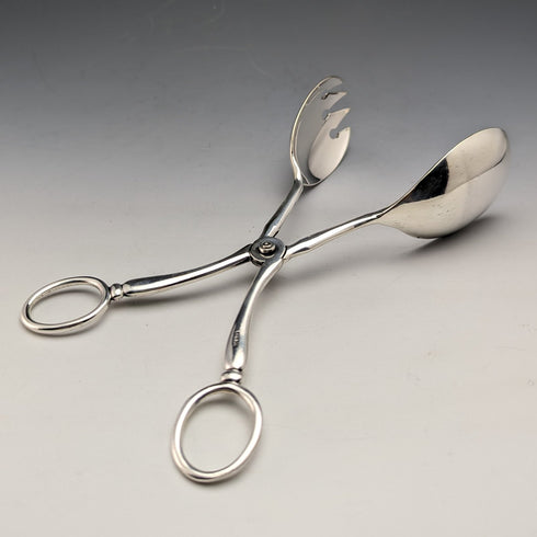 British antique silver plated salad tongs