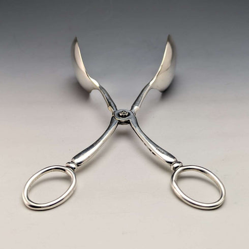 British antique silver plated salad tongs