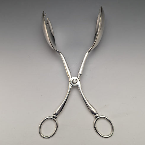 British antique silver plated salad tongs