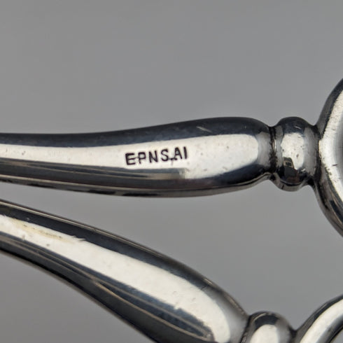 British antique silver plated salad tongs