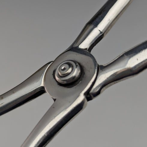 British antique silver plated salad tongs