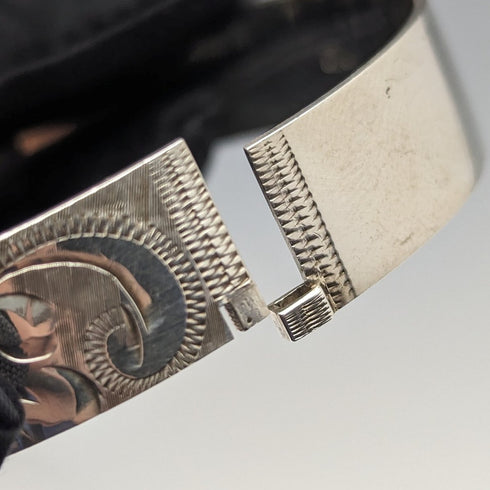 1975年 英国ヴィンテージ 純銀製 彫刻ブレスレット 26g Bracelon Ltd