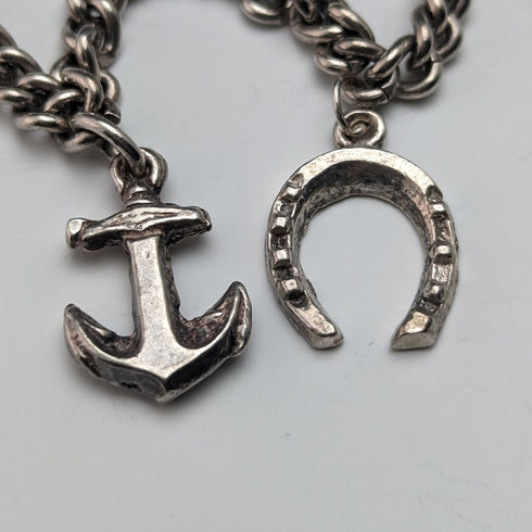 英国ヴィンテージ 純銀製 チャームブレスレット 23g