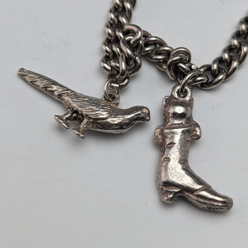 英国ヴィンテージ 純銀製 チャームブレスレット 23g