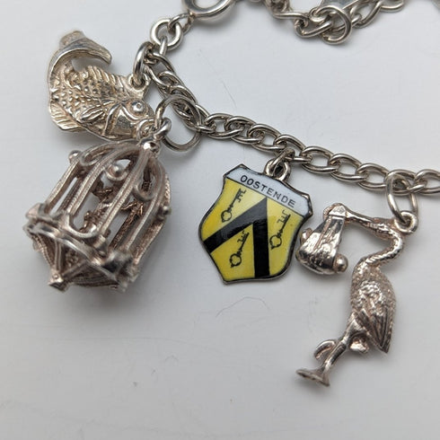 英国ヴィンテージ 純銀製 チャームブレスレット 35g