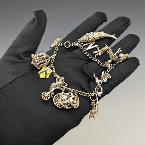 英国ヴィンテージ 純銀製 チャームブレスレット 35g