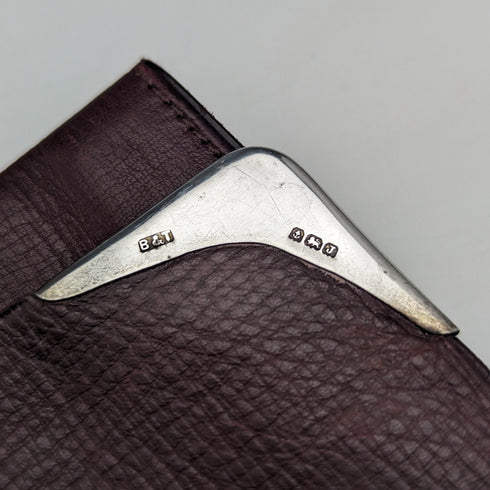 1933 英國復古純銀裝飾皮革皮夾長皮夾 B&T