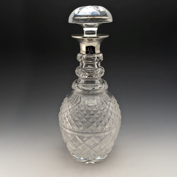 1964 British Vintage Sterling Silver Decorated Glass Decanter Preece & Willicombe
