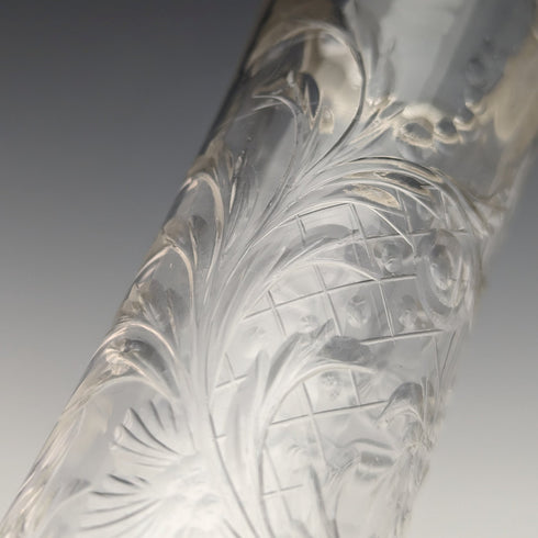 1901 British Antique Sterling Silver Decorated Etched Glass Vase Johnson Durban
