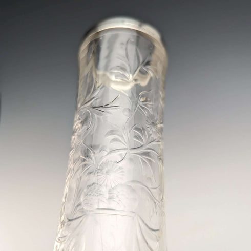1901 年英國古董純銀裝飾蝕刻玻璃花瓶約翰遜德班