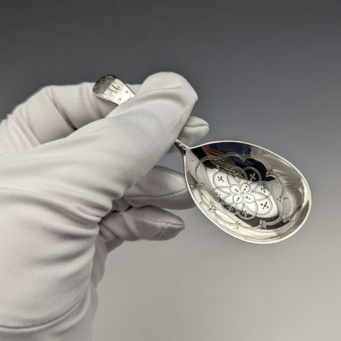 1872 British Antique Sterling Silver Tea Caddy Spoon GEORGE WILLIAM ADAMS