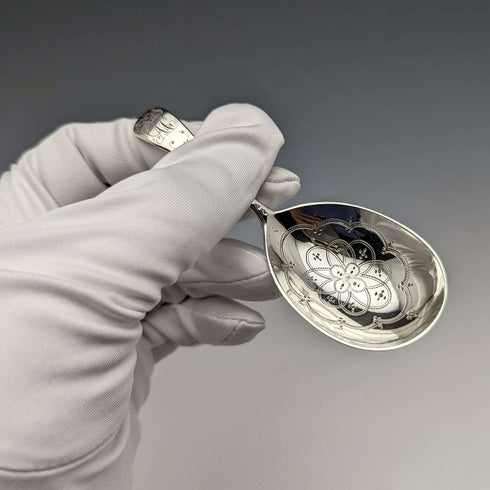 1872 British Antique Sterling Silver Tea Caddy Spoon GEORGE WILLIAM ADAMS