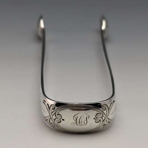 1871 British Antique Sterling Silver Sugar Tongs 41g Scotland R Stewart
