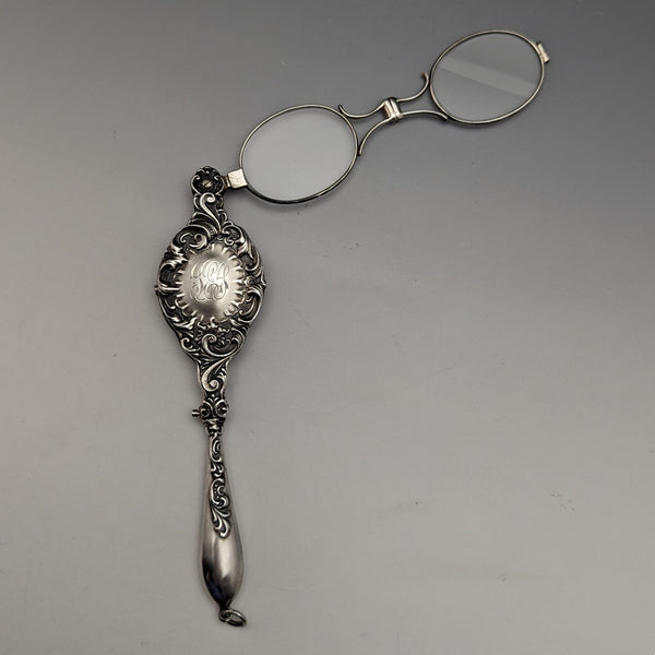 Late 19th Century American Antique Sterling Silver Roniette Portable Folding Glasses