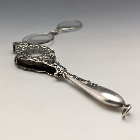 19世紀後半 米国アンティーク 純銀製 ロニエット 携帯用折りたたみ式眼鏡