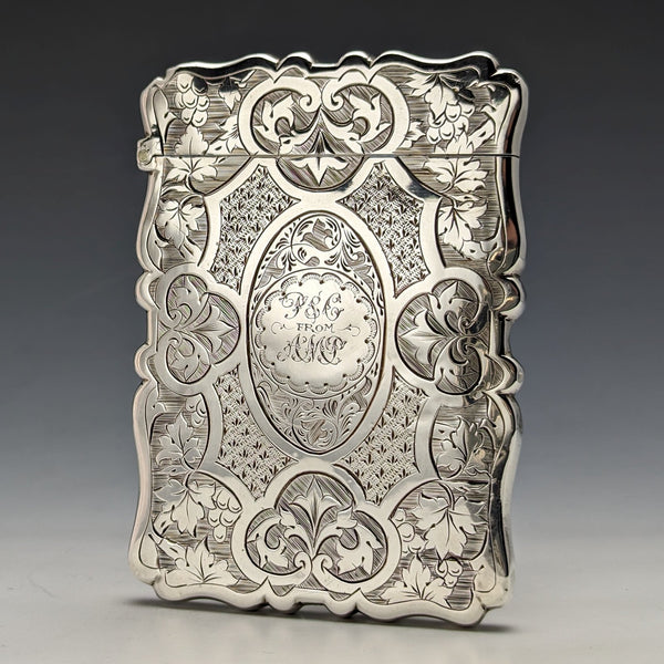 1872 British Antique Sterling Silver Card Case 54g FREDERICK MARSON