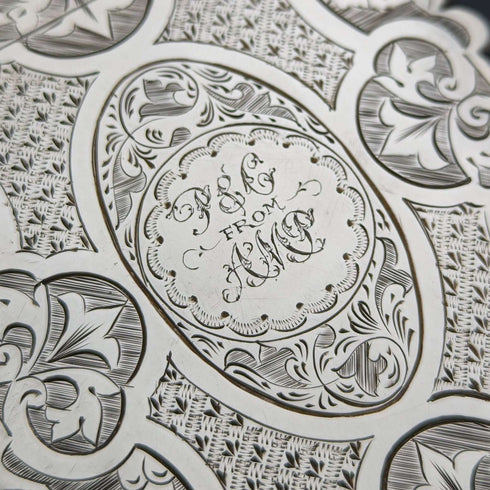 1872 British Antique Sterling Silver Card Case 54g FREDERICK MARSON
