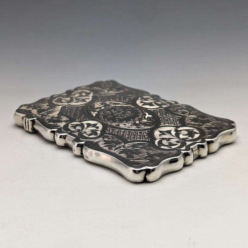 1872 British Antique Sterling Silver Card Case 54g FREDERICK MARSON