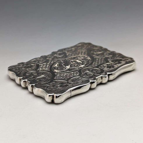 1872 British Antique Sterling Silver Card Case 54g FREDERICK MARSON