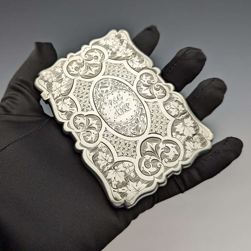 1872 British Antique Sterling Silver Card Case 54g FREDERICK MARSON
