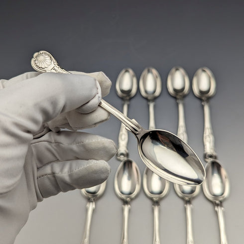 1914 British Antique Sterling Silver Tea Spoons Set of 10 152g Mappin & Webb