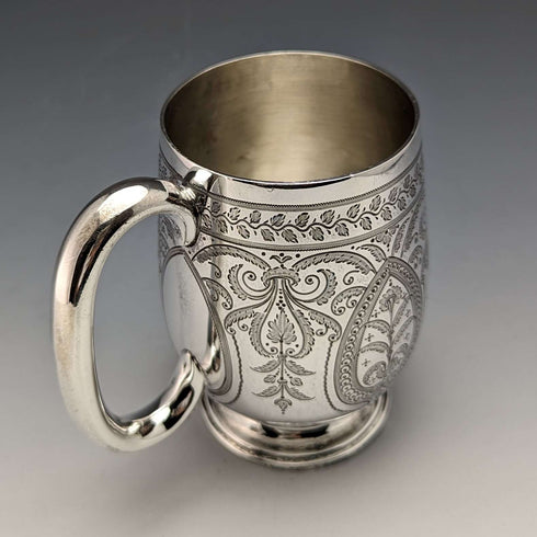 1887 British Antique Sterling Silver Mug 178g John Aldwinckle & Thomas Slater