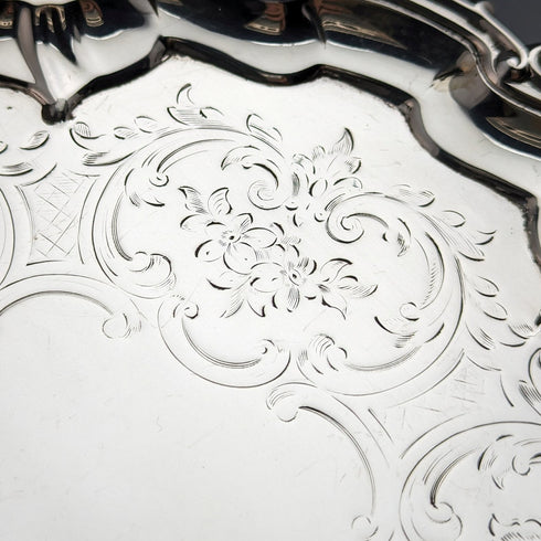 1861 年英國古董純銀 Salva 卡托盤直徑 23 公分 358 克 Edward & John Barnard