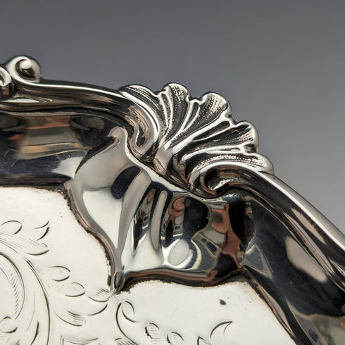 1861 年英國古董純銀 Salva 卡托盤直徑 23 公分 358 克 Edward & John Barnard