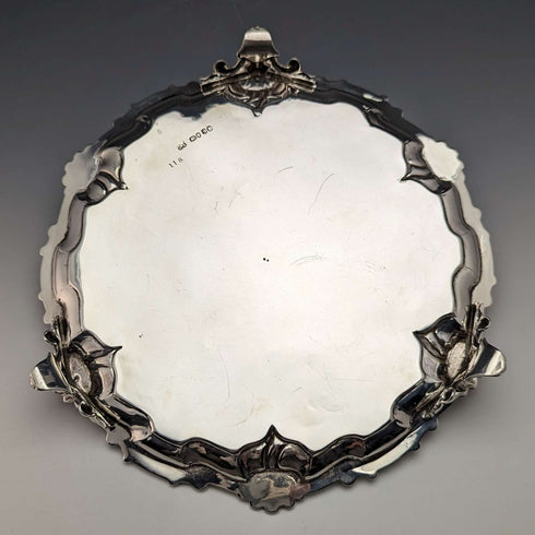 1861 年英國古董純銀 Salva 卡托盤直徑 23 公分 358 克 Edward & John Barnard