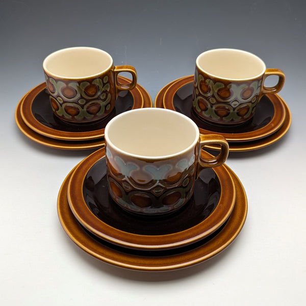 Circa 1977 Hornsea, UK BRONTE teacup trio 3 sets