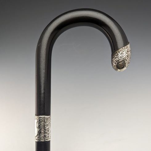 1921 年英國古董男士手杖純銀裝飾黑軸 92 厘米