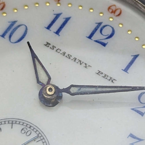 1900年頃 アンティーク スイスEscasany レディース懐中時計花彫刻銀側ケース 動作良好