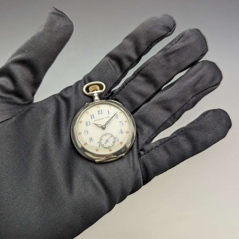 1900年頃 アンティーク スイスEscasany レディース懐中時計花彫刻銀側ケース 動作良好