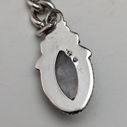 1929年 英国ヴィンテージ 純銀製アルバートチェーン 48g ムーンストーンフォブ