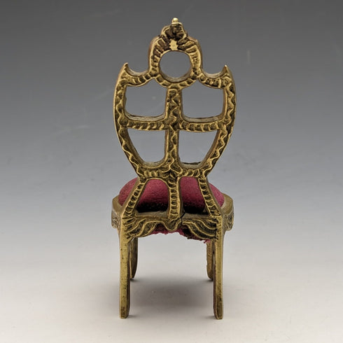 1920 年代黃銅椅懷錶架深紅色座椅