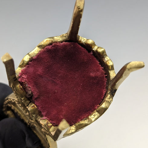 1920 年代黃銅椅懷錶架深紅色座椅